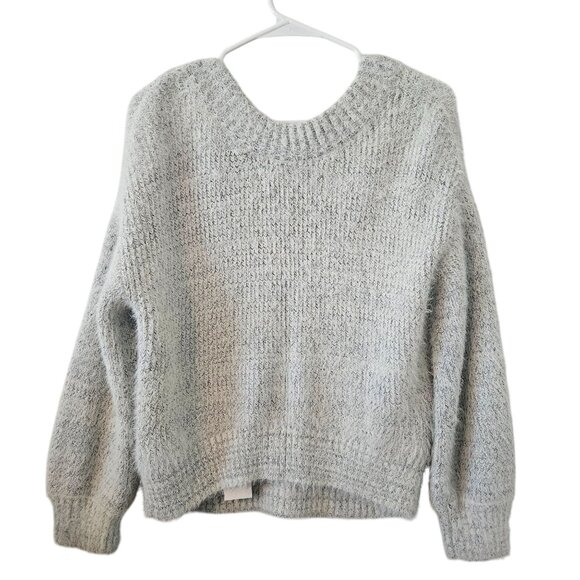 Urban Outfitters Women Gray Fuzzy V-Neck Sweater M Clean Girl Light Academia - Picture 5 of 14